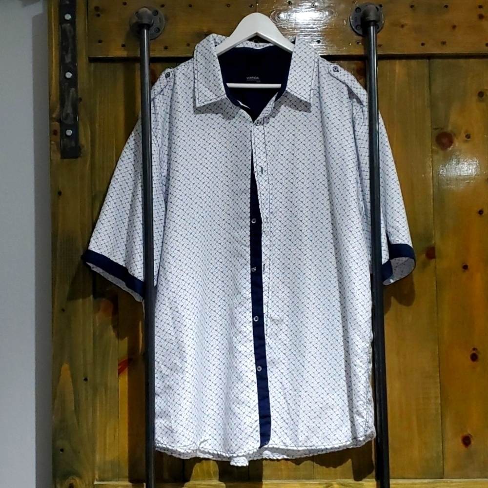 NO IRON VERTICAL SPORT BUTTONDOWN SHORT SLEEVE SHIRT 3XL